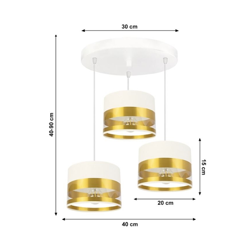 Candelabro suspenso MILO 3xE27/60W/230V dourado