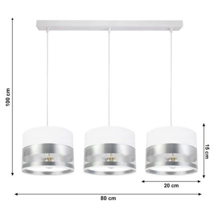 Candelabro suspenso MILO 3xE27/60W/230V prateado