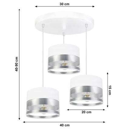 Candelabro suspenso MILO 3xE27/60W/230V prateado
