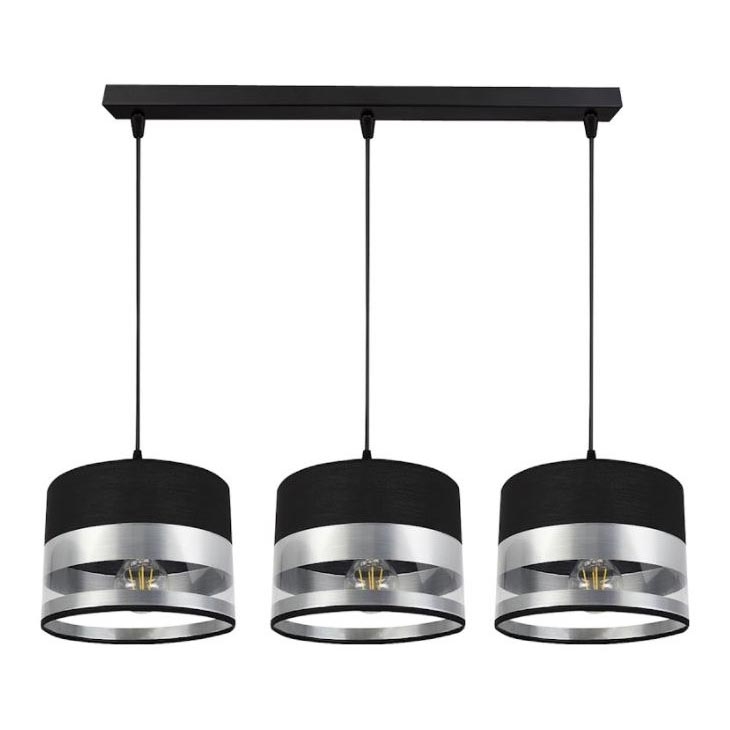 Candelabro suspenso MILO 3xE27/60W/230V prateado/preto