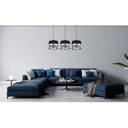 Candelabro suspenso MILO 3xE27/60W/230V prateado/preto