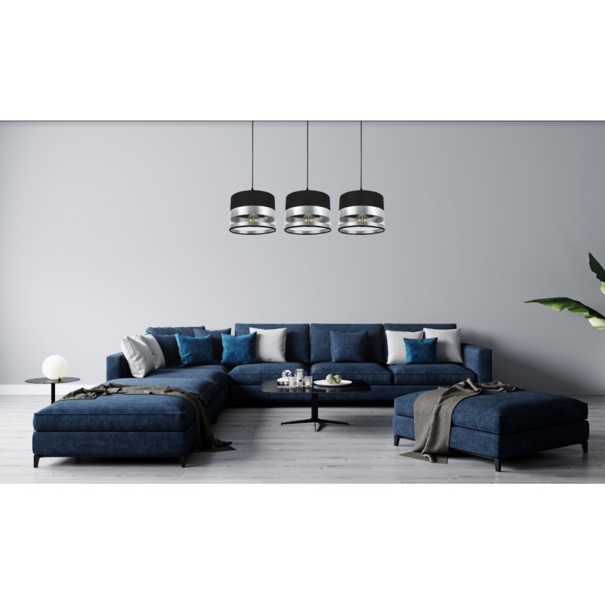 Candelabro suspenso MILO 3xE27/60W/230V prateado/preto
