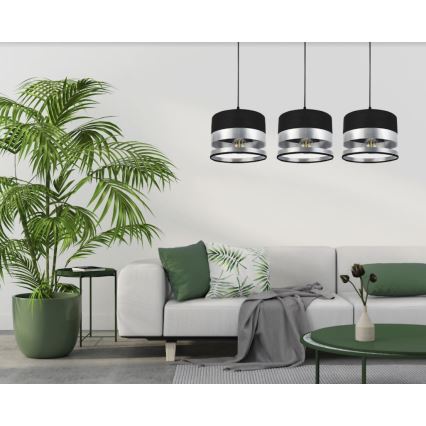 Candelabro suspenso MILO 3xE27/60W/230V prateado/preto
