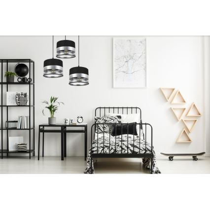 Candelabro suspenso MILO 3xE27/60W/230V prateado/preto