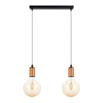 Candelabro suspenso MIROS 2xE27/60W/230V preto/cobre