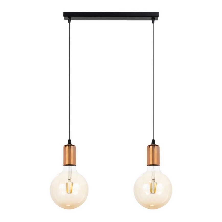 Candelabro suspenso MIROS 2xE27/60W/230V preto/cobre