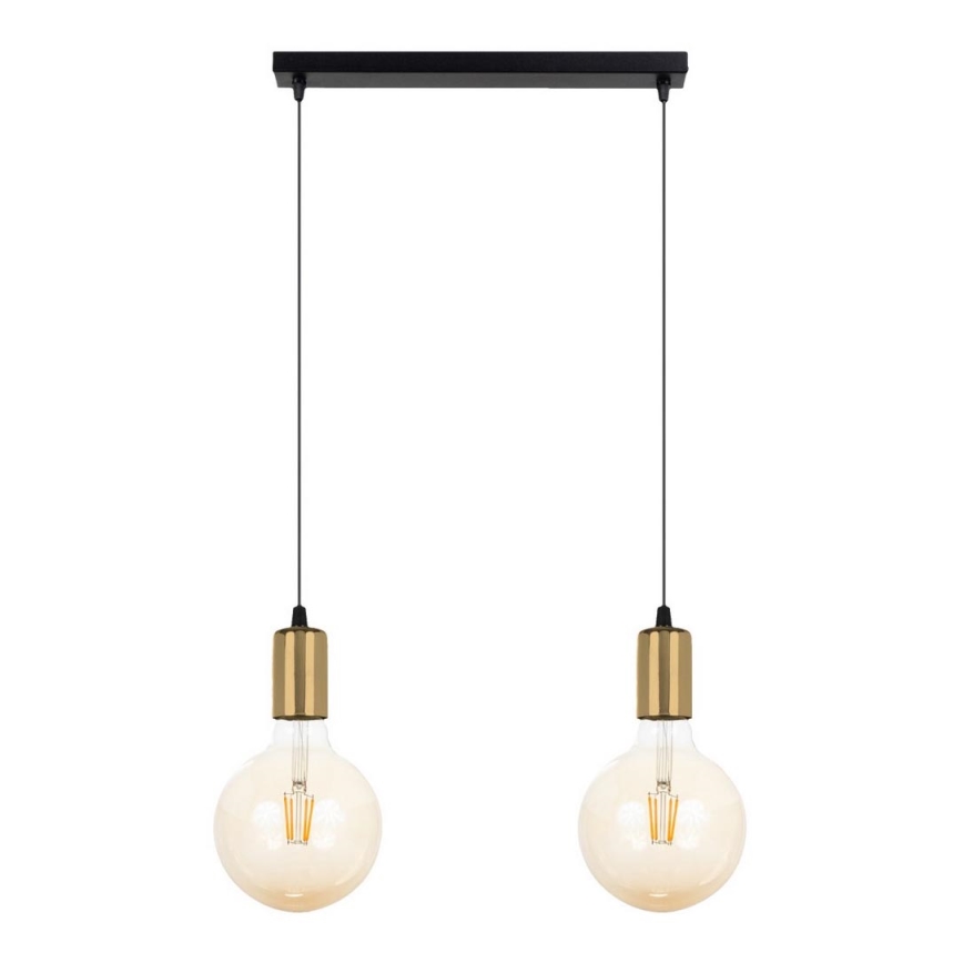 Candelabro suspenso MIROS 2xE27/60W/230V preto/dourado