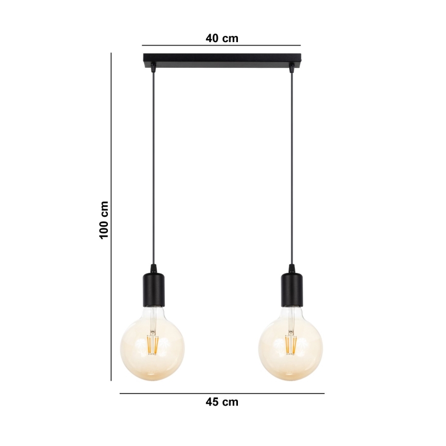 Candelabro suspenso MIROS 2xE27/60W/230V preto