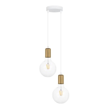 Candelabro suspenso MIROS 2xE27/60W/230V redondo branco/dourado