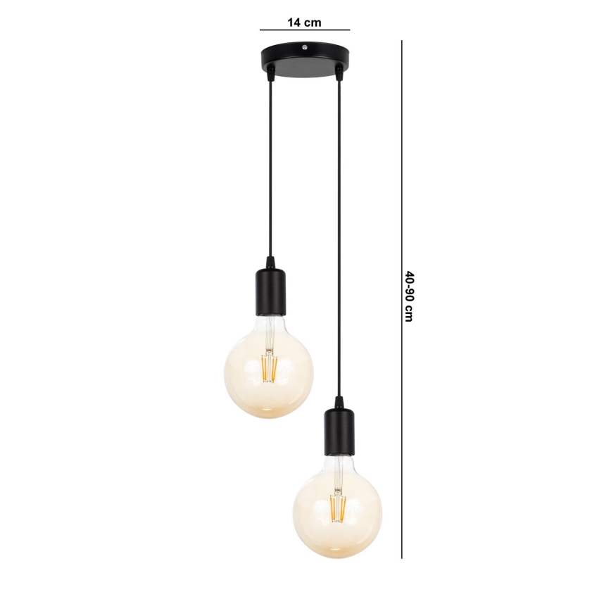 Candelabro suspenso MIROS 2xE27/60W/230V redondo preto