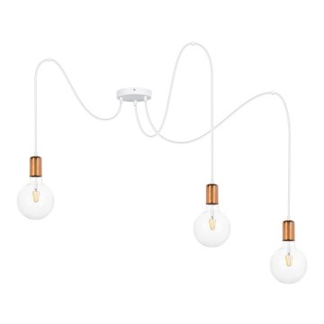 Candelabro suspenso MIROS 3xE27/60W/230V branco/cobre