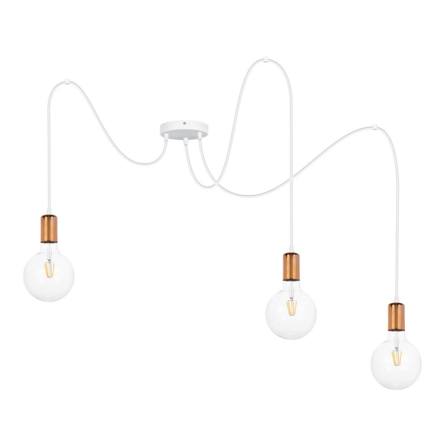Candelabro suspenso MIROS 3xE27/60W/230V branco/cobre