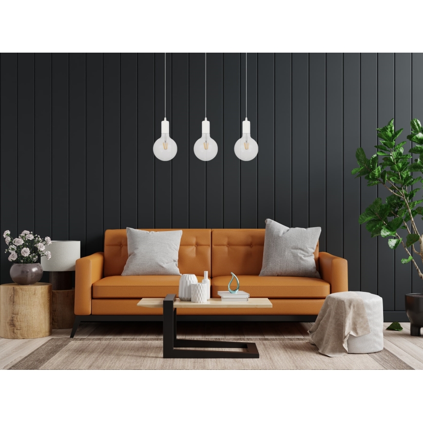 Candelabro suspenso MIROS 3xE27/60W/230V branco