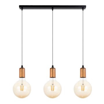 Candelabro suspenso MIROS 3xE27/60W/230V preto/cobre