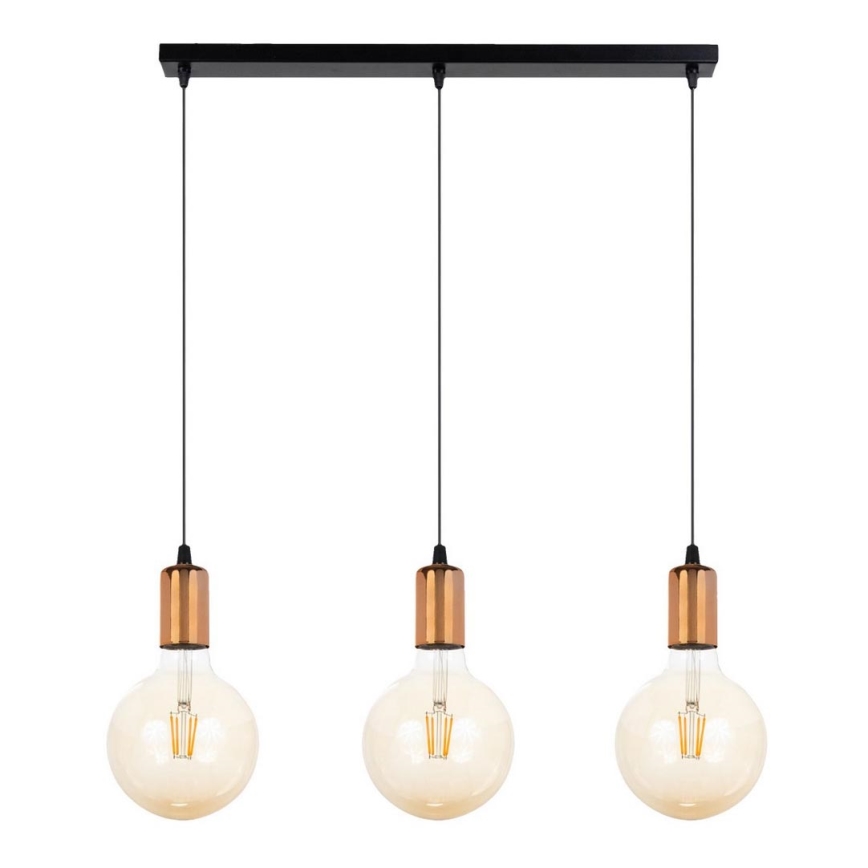 Candelabro suspenso MIROS 3xE27/60W/230V preto/cobre