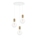 Candelabro suspenso MIROS 3xE27/60W/230V redondo branco/dourado