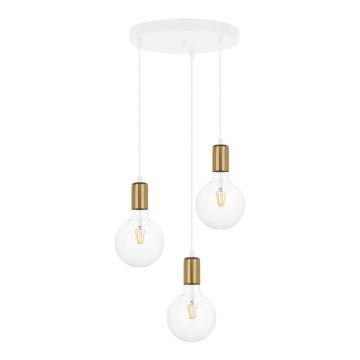 Candelabro suspenso MIROS 3xE27/60W/230V redondo branco/dourado