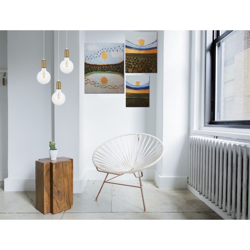 Candelabro suspenso MIROS 3xE27/60W/230V redondo branco/dourado