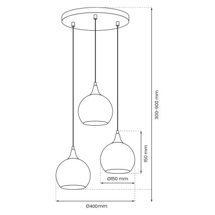 Candelabro suspenso MONTE 3xE27/60W/230V cromado mate