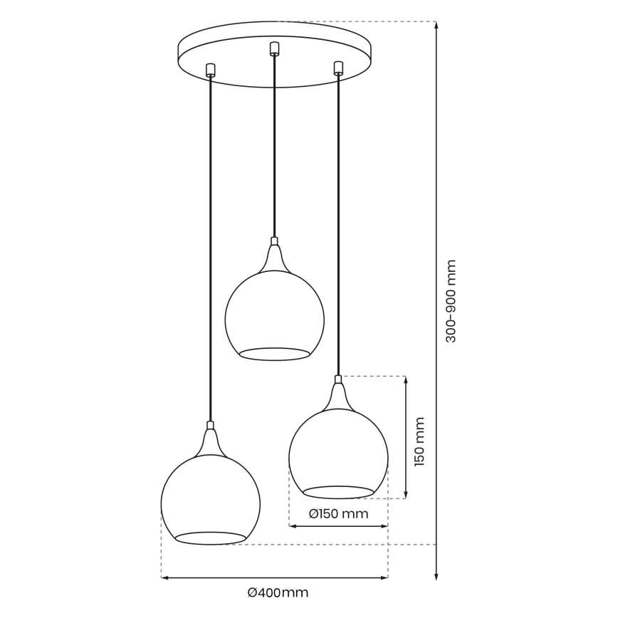 Candelabro suspenso MONTE 3xE27/60W/230V cromado mate