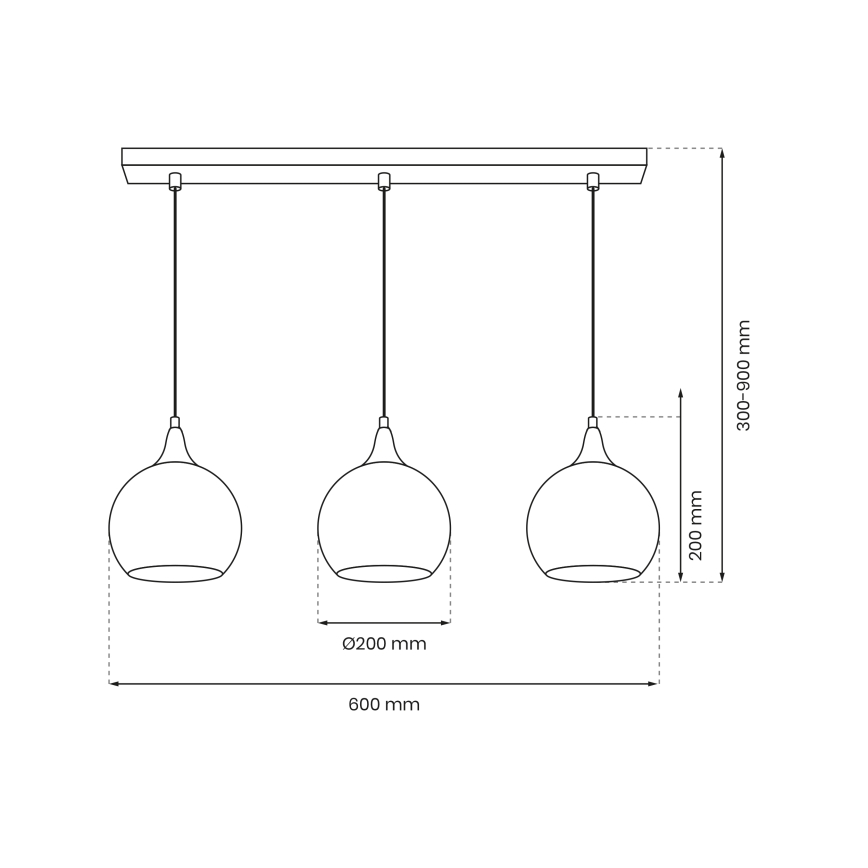 Candelabro suspenso MONTE 3xE27/60W/230V d. 20 cm cromado mate