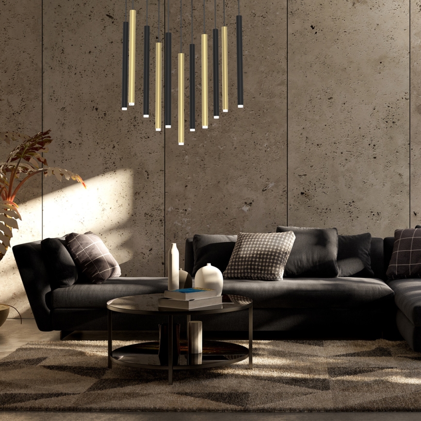 Candelabro suspenso MONZA 11xG9/8W/230V preto/dourado