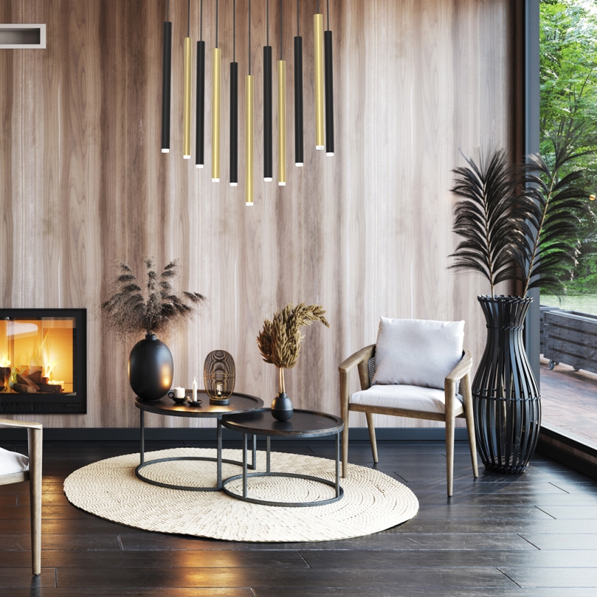 Candelabro suspenso MONZA 11xG9/8W/230V preto/dourado