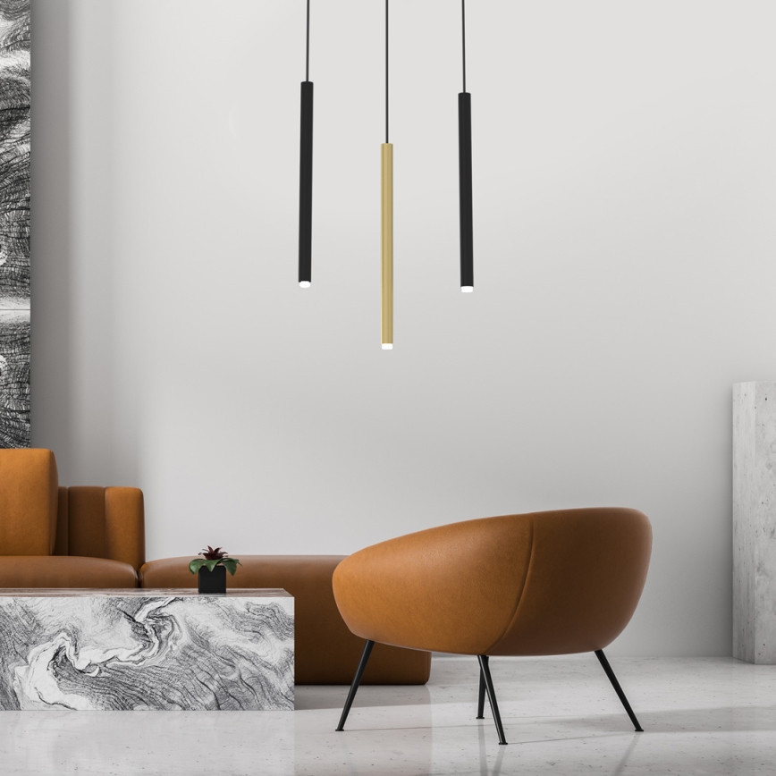 Candelabro suspenso MONZA 3xG9/8W/230V preto/dourado