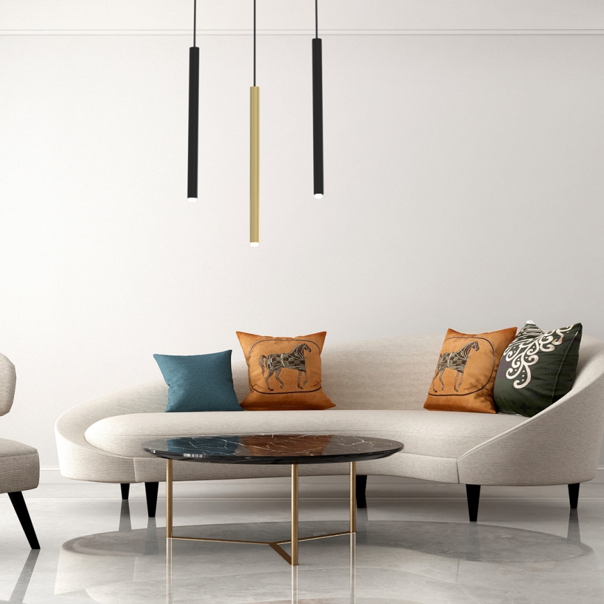 Candelabro suspenso MONZA 3xG9/8W/230V preto/dourado