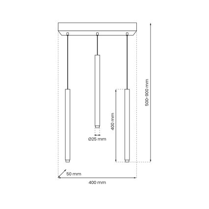 Candelabro suspenso MONZA 3xG9/8W/230V preto/dourado