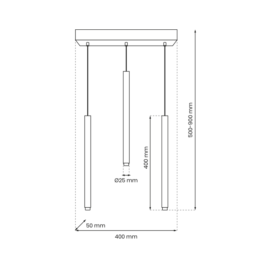 Candelabro suspenso MONZA 3xG9/8W/230V preto/dourado