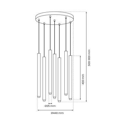 Candelabro suspenso MONZA 7xG9/8W/230V preto/dourado