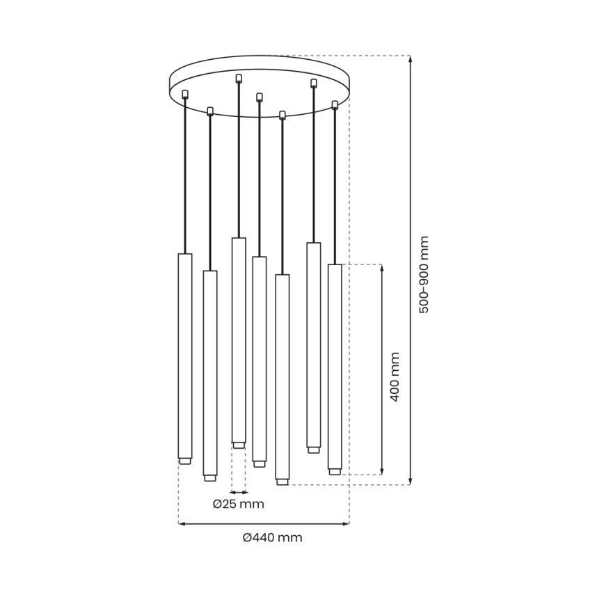 Candelabro suspenso MONZA 7xG9/8W/230V preto/dourado