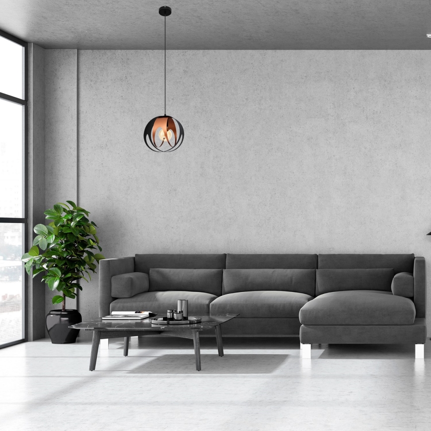 Candelabro suspenso MOONLIGHT 1xE27/15W/230V preto/cobre