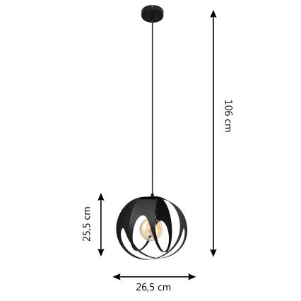 Candelabro suspenso MOONLIGHT 1xE27/15W/230V preto