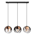 Candelabro suspenso MOONLIGHT 3xE27/15W/230V preto/cobre