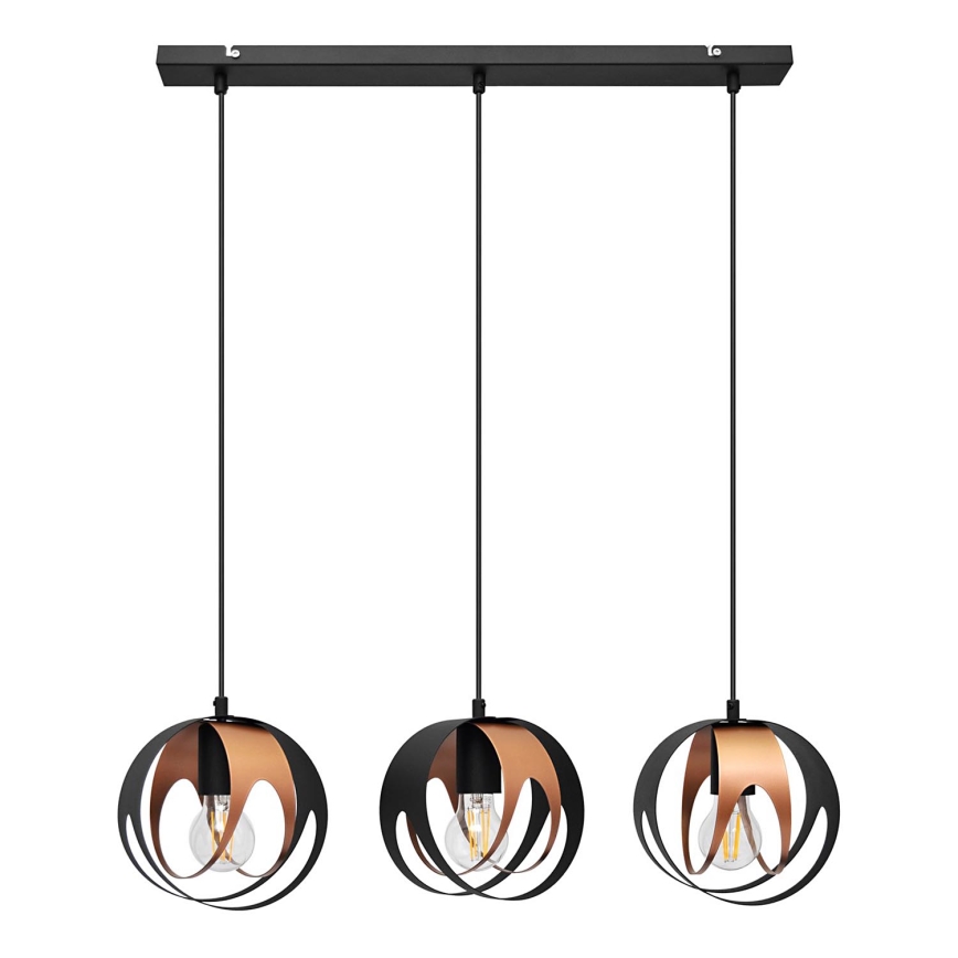 Candelabro suspenso MOONLIGHT 3xE27/15W/230V preto/cobre