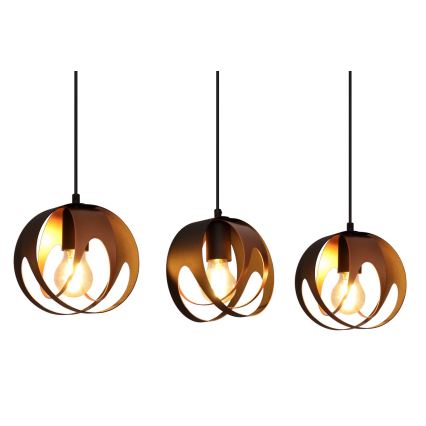 Candelabro suspenso MOONLIGHT 3xE27/15W/230V preto/cobre