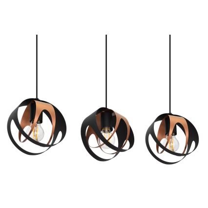 Candelabro suspenso MOONLIGHT 3xE27/15W/230V preto/cobre