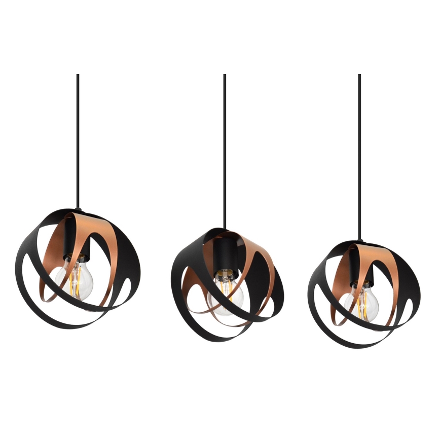 Candelabro suspenso MOONLIGHT 3xE27/15W/230V preto/cobre