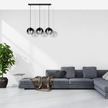Candelabro suspenso MOONLIGHT 3xE27/15W/230V preto