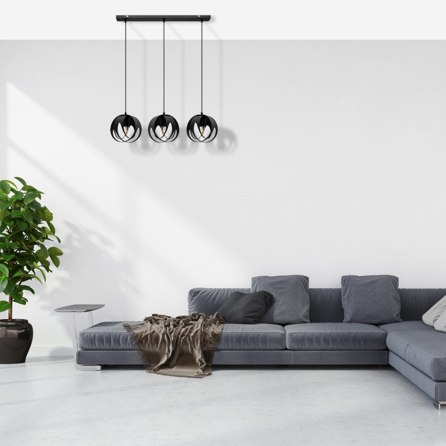 Candelabro suspenso MOONLIGHT 3xE27/15W/230V preto