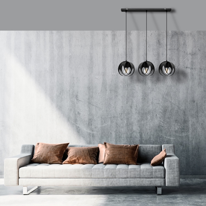 Candelabro suspenso MOONLIGHT 3xE27/15W/230V preto