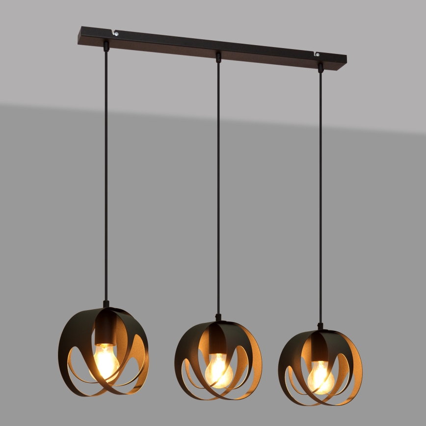 Candelabro suspenso MOONLIGHT 3xE27/15W/230V preto