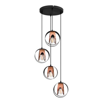 Candelabro suspenso MOONLIGHT 4xE27/15W/230V preto/cobre