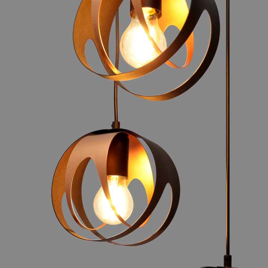 Candelabro suspenso MOONLIGHT 4xE27/15W/230V preto/cobre