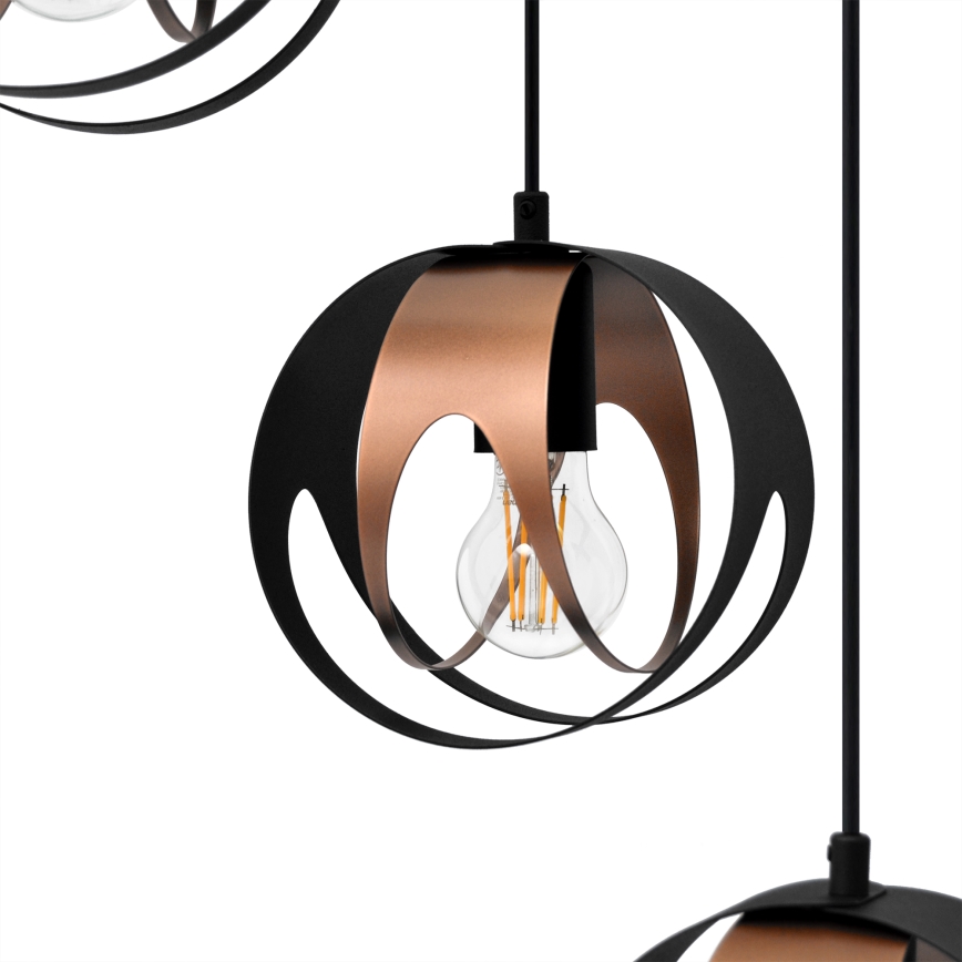 Candelabro suspenso MOONLIGHT 4xE27/15W/230V preto/cobre