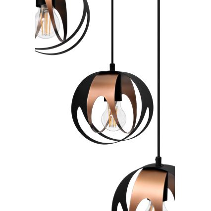 Candelabro suspenso MOONLIGHT 4xE27/15W/230V preto/cobre