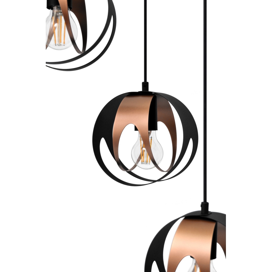 Candelabro suspenso MOONLIGHT 4xE27/15W/230V preto/cobre