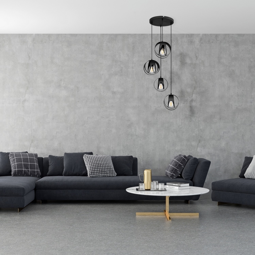 Candelabro suspenso MOONLIGHT 4xE27/15W/230V preto